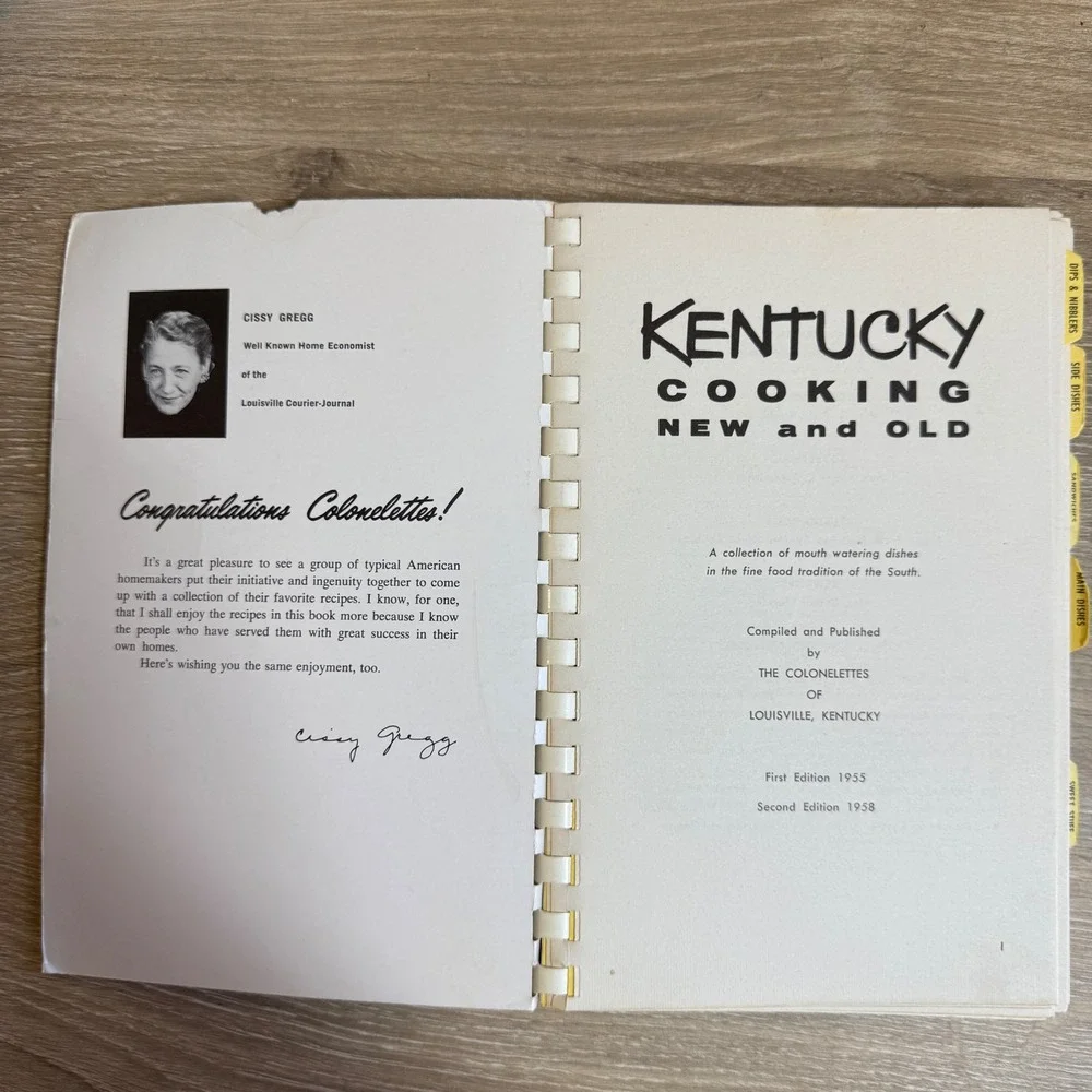 Vintage 1958 Kentucky Cooking New and Old Cookbook Colonelettes Louisville KY